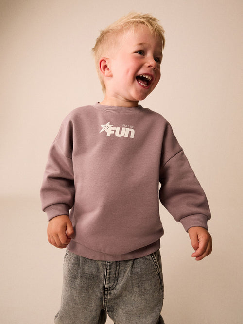 Mauve Purple Printed Crew Neck Sweat Top (3mths-7yrs)
