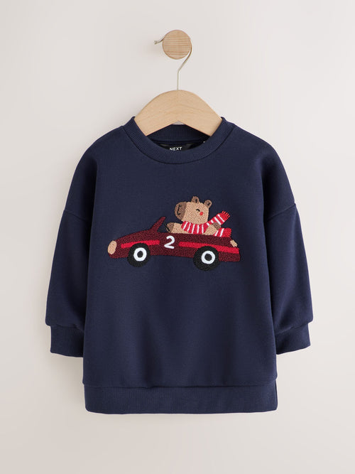 Navy Capybara Printed Crew Neck Sweat Top (3mths-7yrs)