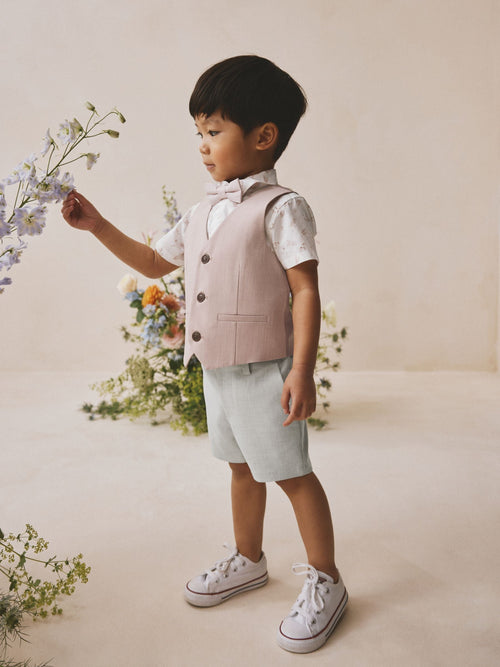 Pink Waistcoat, Shirt, Shorts & Tie Set (3mths-9yrs)