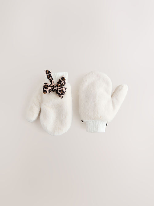 Cream Faux Fur Mittens