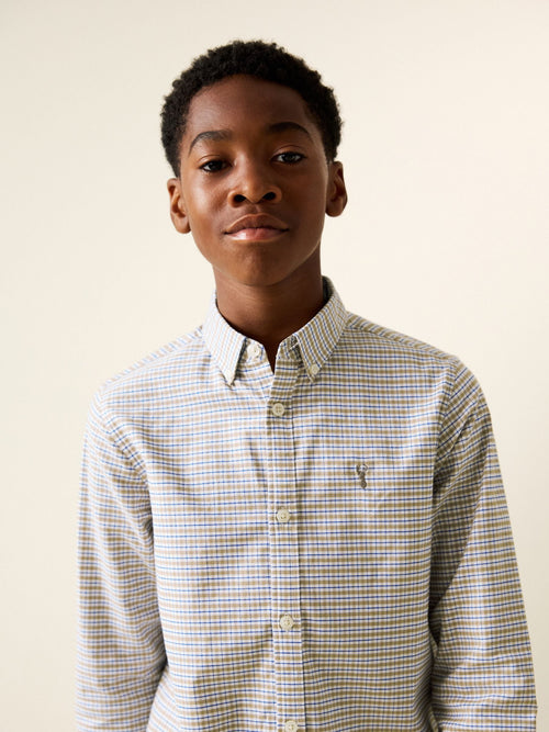 Neutral Gingham Single Oxford Shirt (3-16yrs)