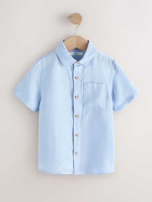 Light Blue Short Sleeve Linen Shirt (3-16yrs)