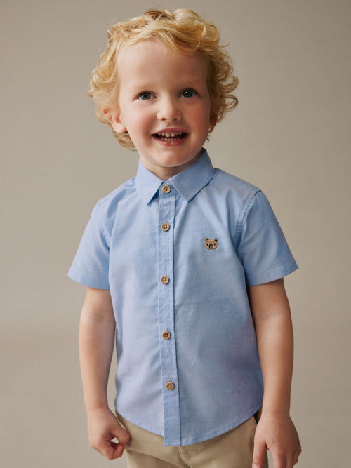 Blue Character Short Sleeve Oxford Shirt (3mths-7yrs)
