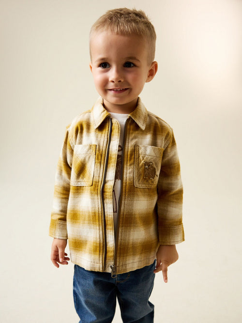 Yellow Check Zip Thru Long Sleeve Shirt and T-Shirt Set (3mths-7yrs)