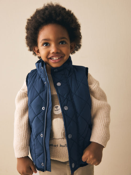 Navy Quilted Gilet (3mths-7yrs)