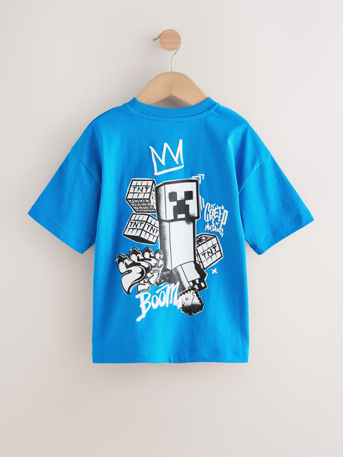 Blue Back Print Single Minecraft T-Shirt (3-16yrs)
