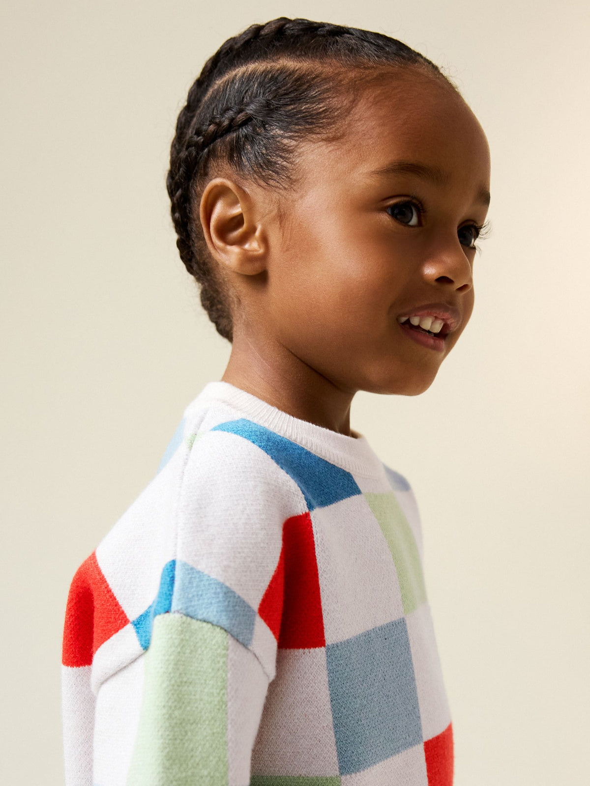 Bright Checkerboard Knitted Crew Neck Jumper (3mths-7yrs)