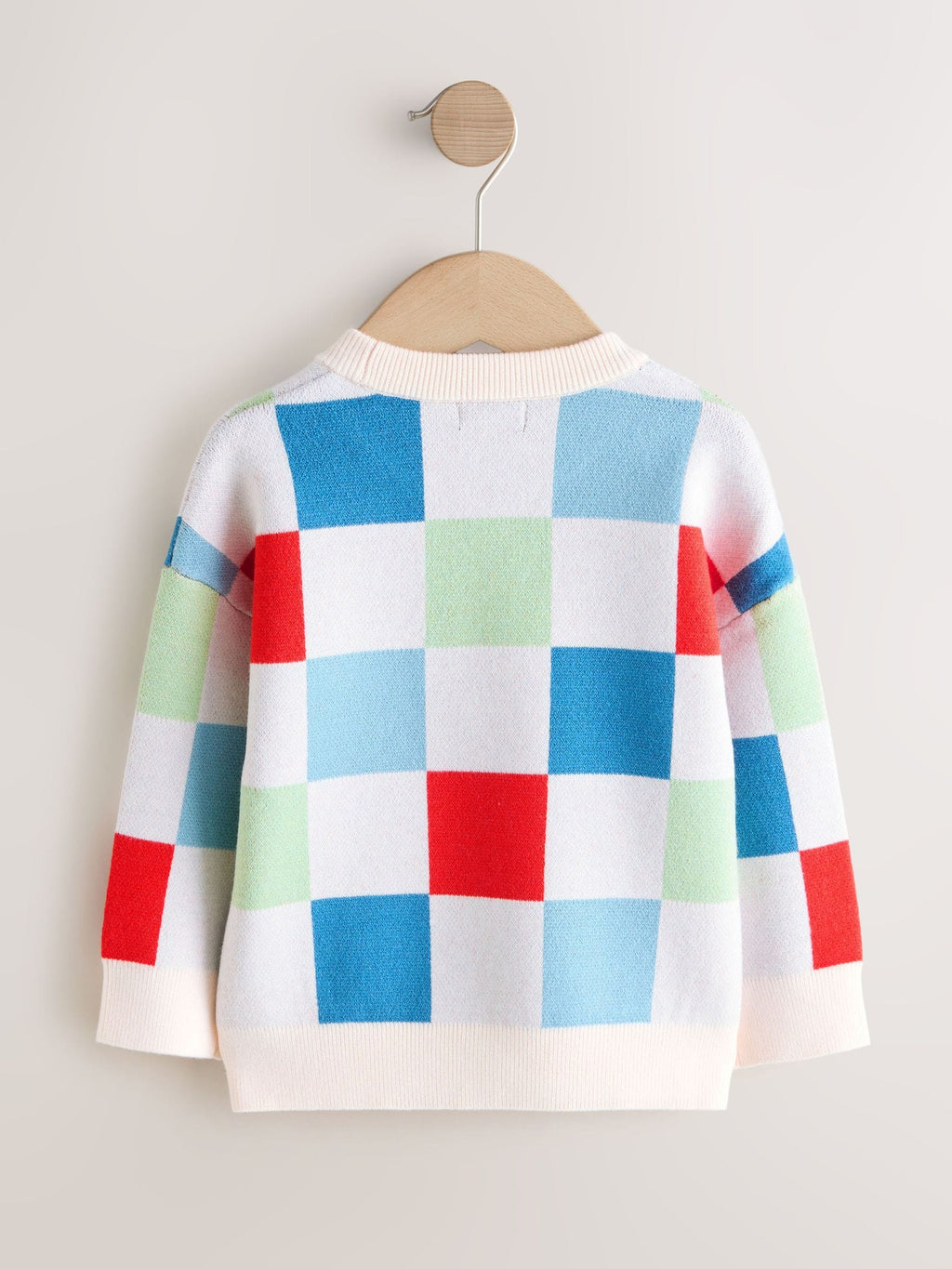 Bright Checkerboard Knitted Crew Neck Jumper (3mths-7yrs)