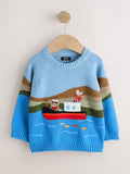 Blue Boat Knitted Crew Neck Jumper (3mths-7yrs)