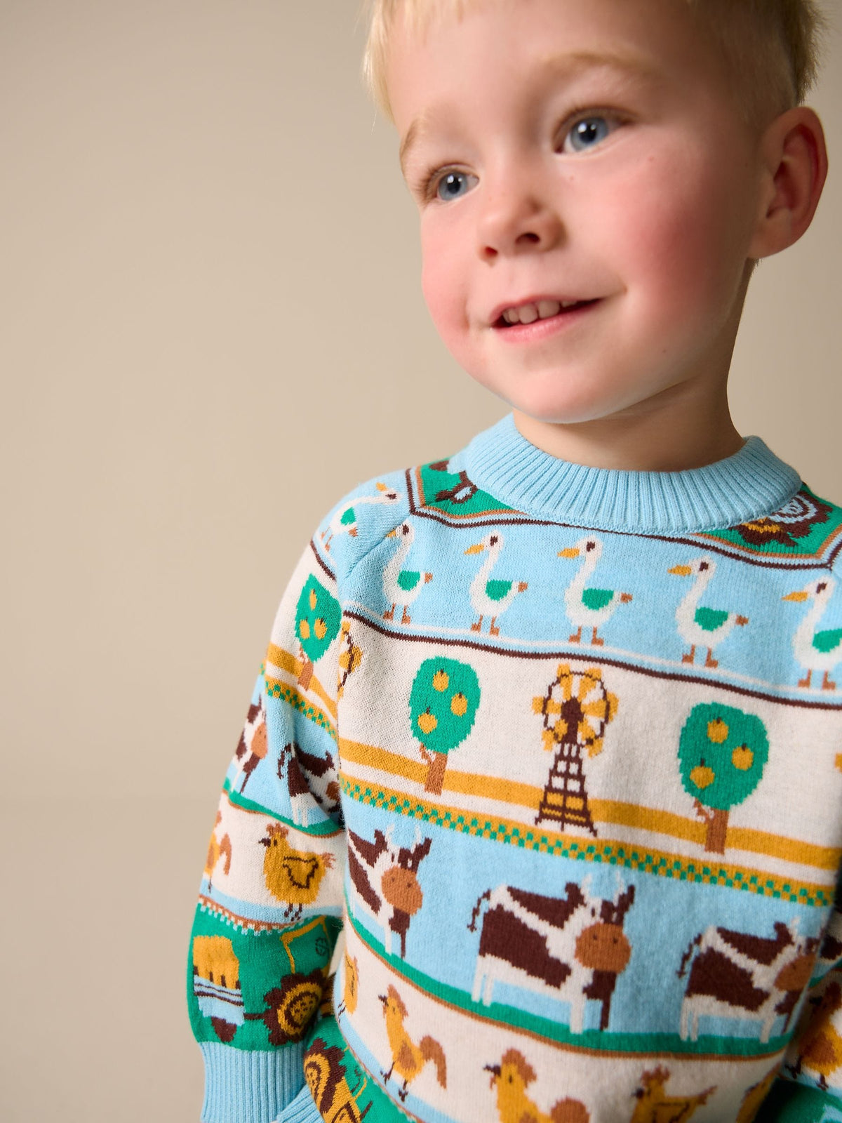Multi Fairisle Pattern Character Knitted Crew Neck Jumper (3mths-7yrs)