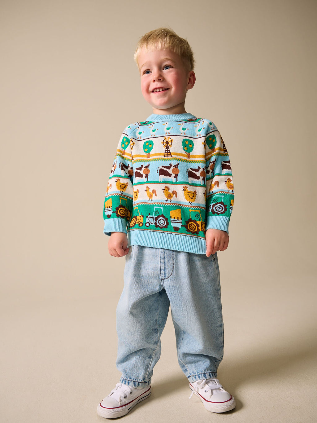Multi Fairisle Pattern Character Knitted Crew Neck Jumper (3mths-7yrs)