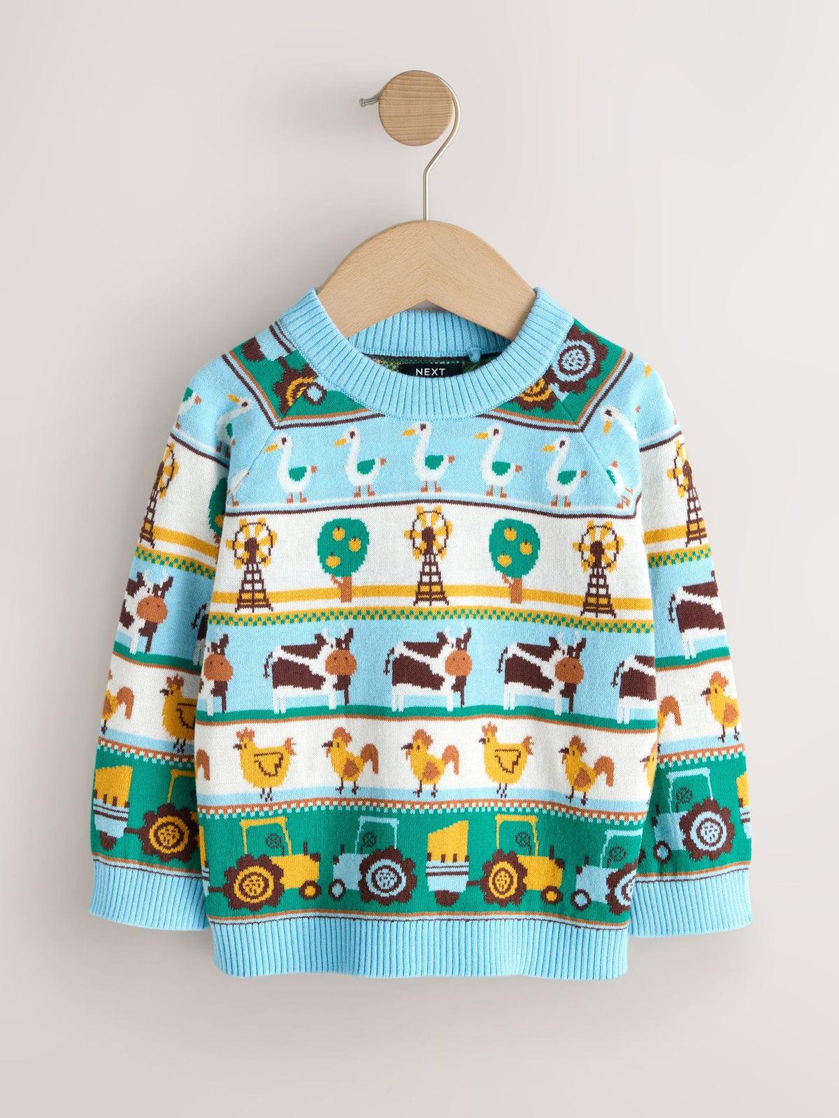 Multi Fairisle Pattern Character Knitted Crew Neck Jumper (3mths-7yrs)