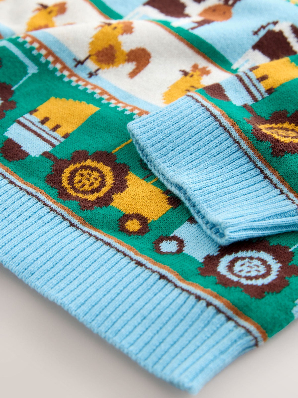 Multi Fairisle Pattern Character Knitted Crew Neck Jumper (3mths-7yrs)
