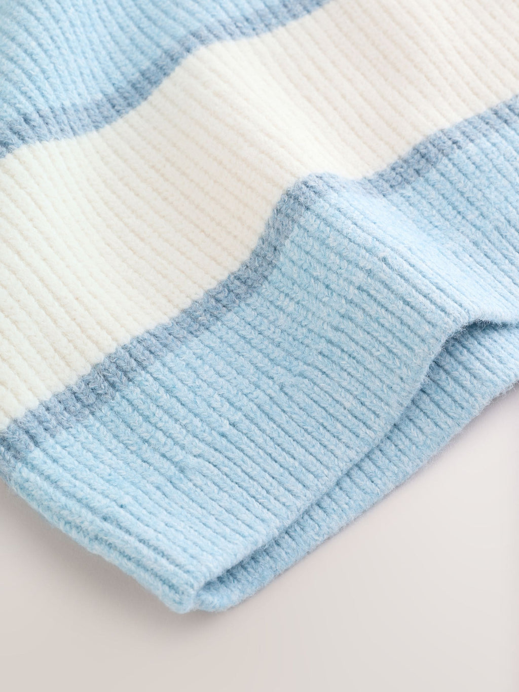 Light Blue Knitted Stripe Rugby Polo Shirt (3mths-7yrs)