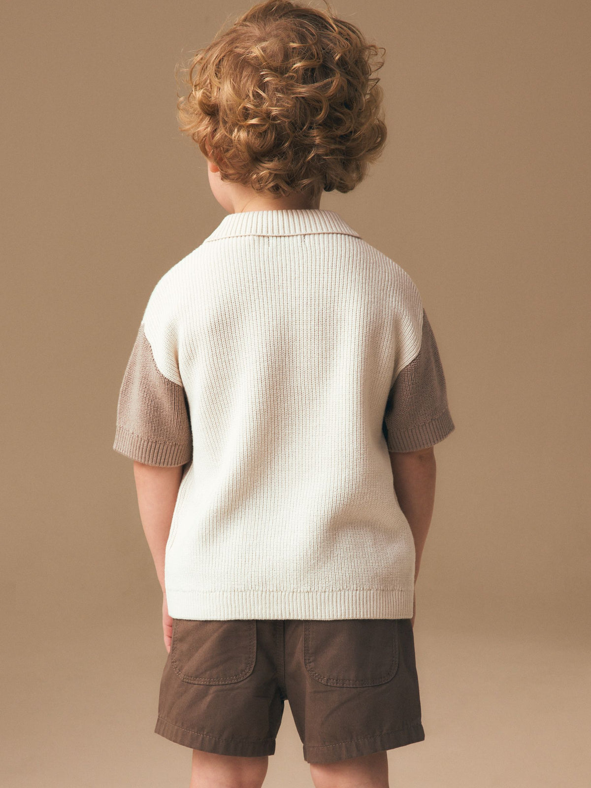 Neutral Bear Character Button Neck Knitted Polo Shirt (3mths-7yrs)