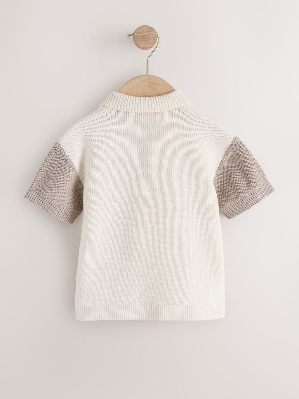 Neutral Bear Character Button Neck Knitted Polo Shirt (3mths-7yrs)