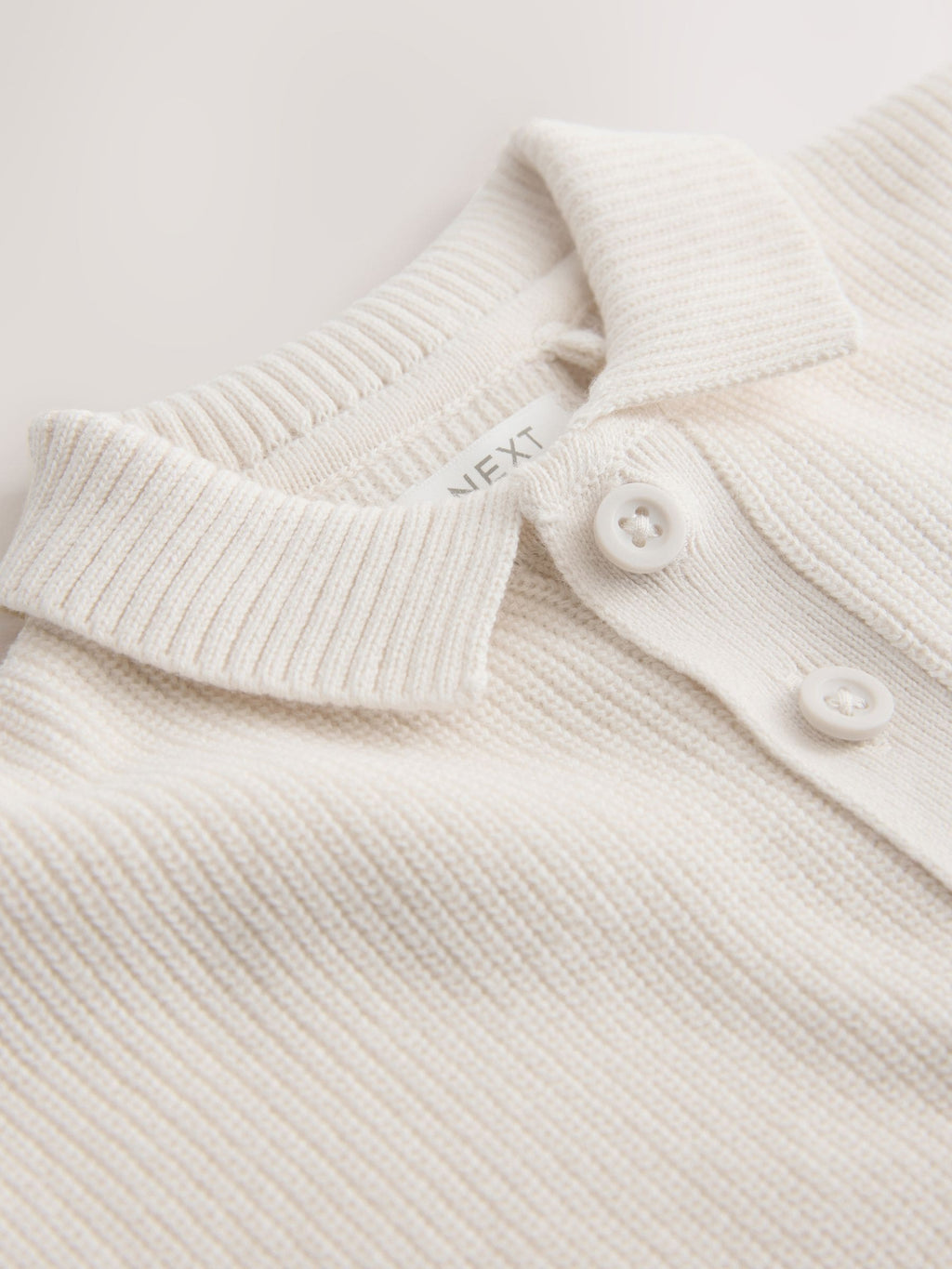 Neutral Bear Character Button Neck Knitted Polo Shirt (3mths-7yrs)