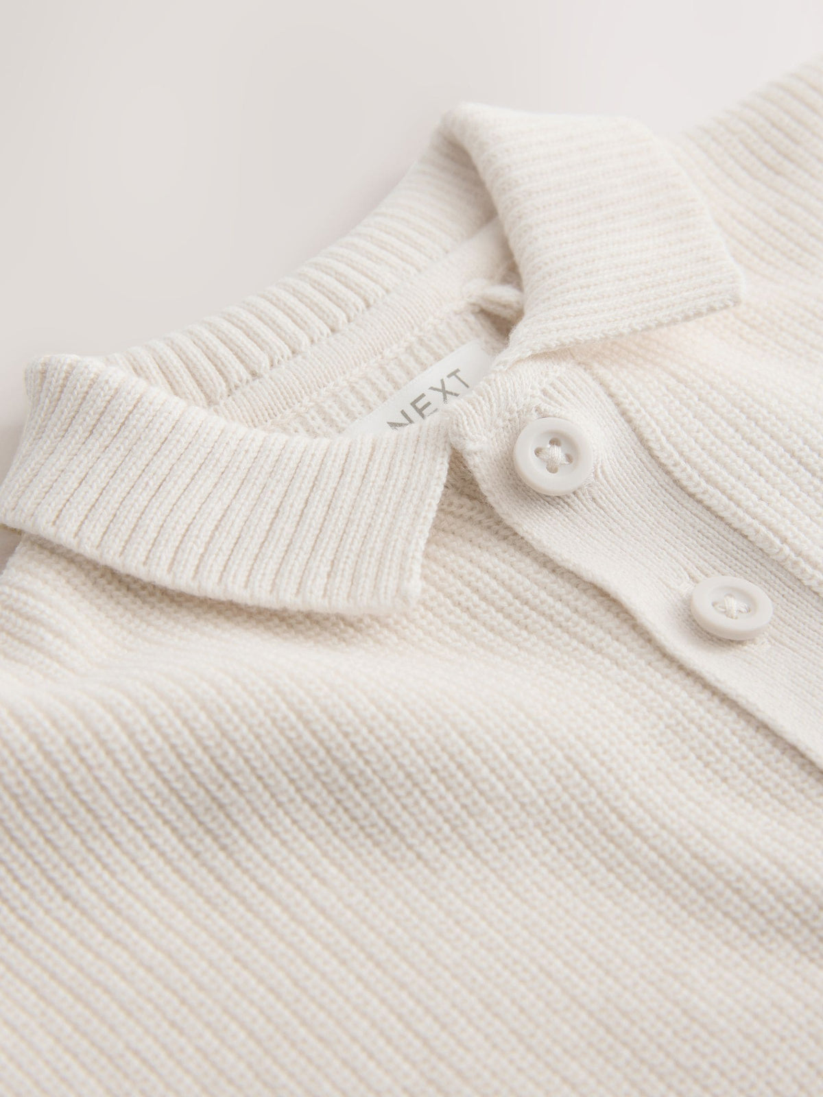 Neutral Bear Character Button Neck Knitted Polo Shirt (3mths-7yrs)