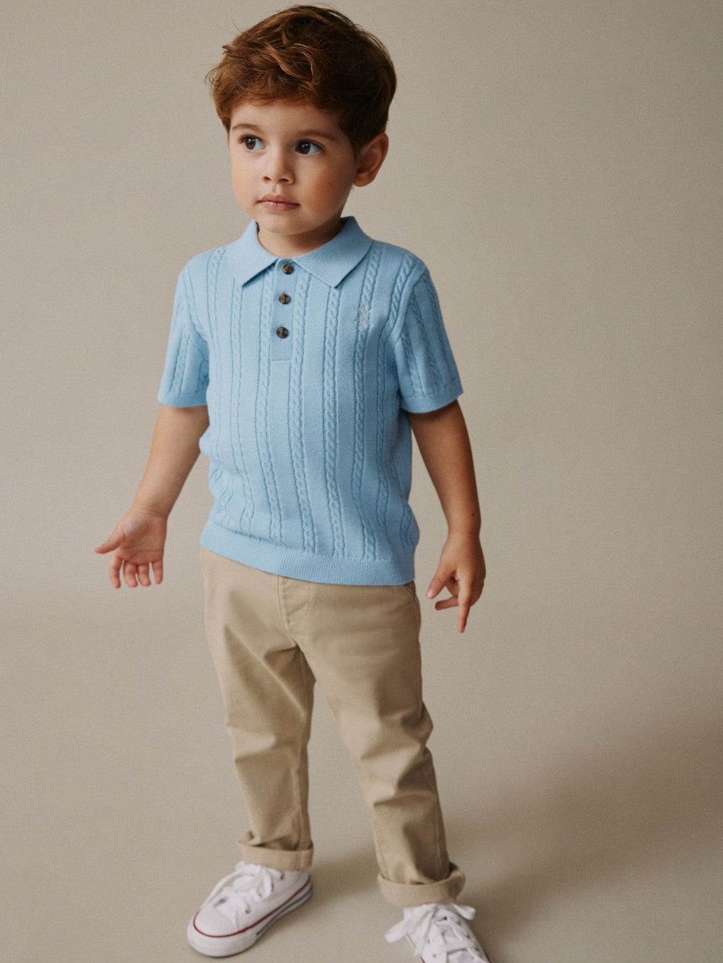 Blue Cable Knit Polo Shirt (3mths-7yrs)