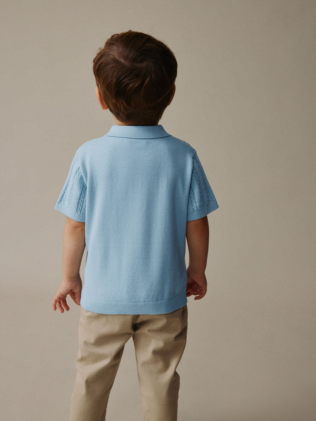 Blue Cable Knit Polo Shirt (3mths-7yrs)