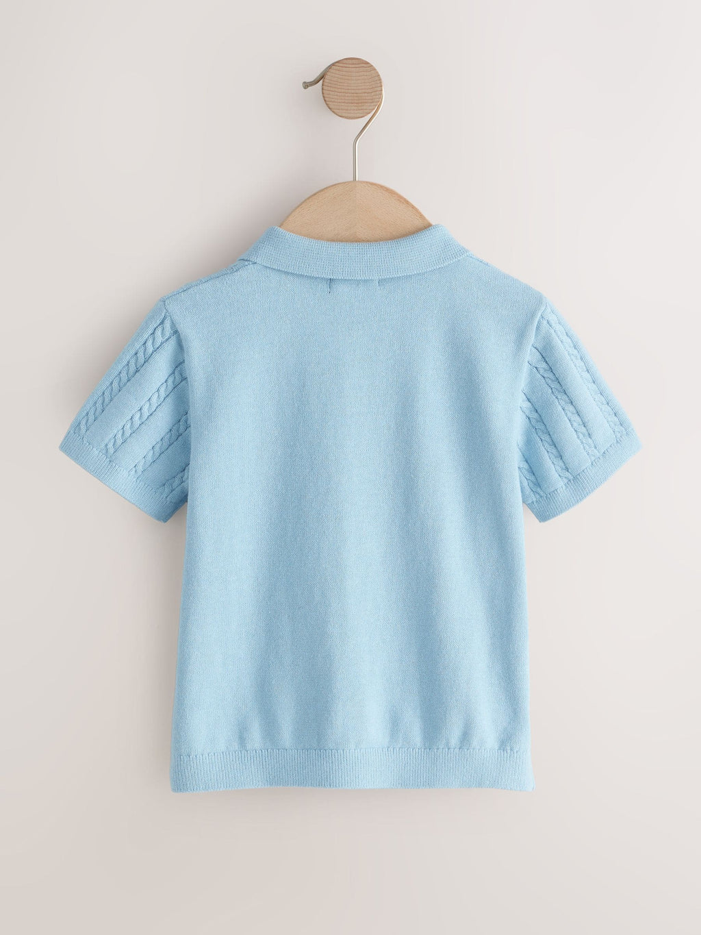 Blue Cable Knit Polo Shirt (3mths-7yrs)