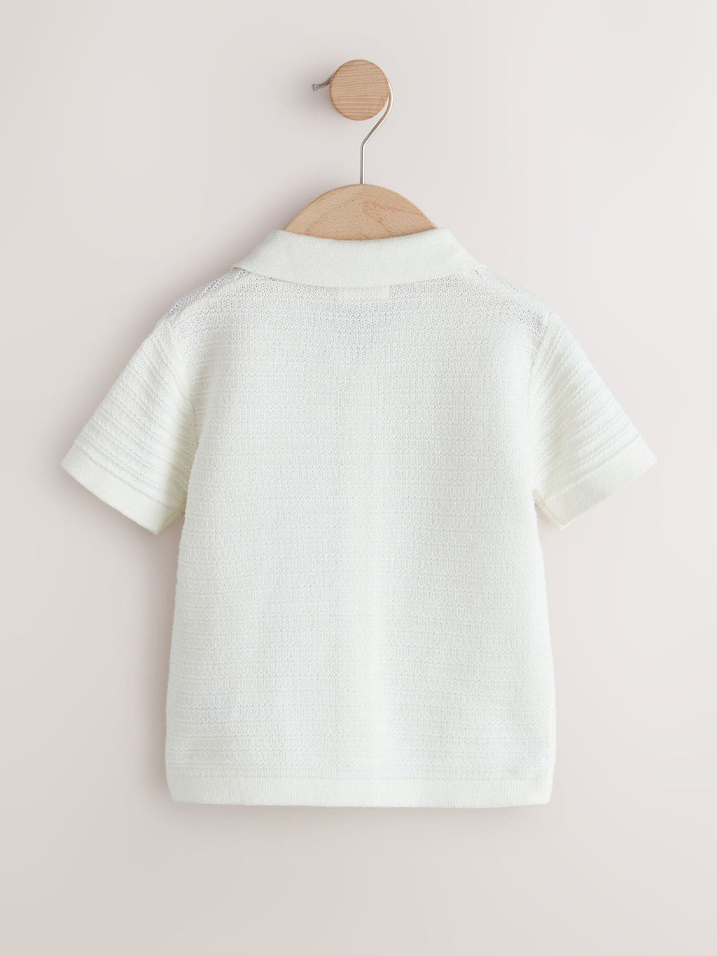 Ecru Revere Collar Short Sleeve Knitted Polo Shirt (3mths-7yrs)