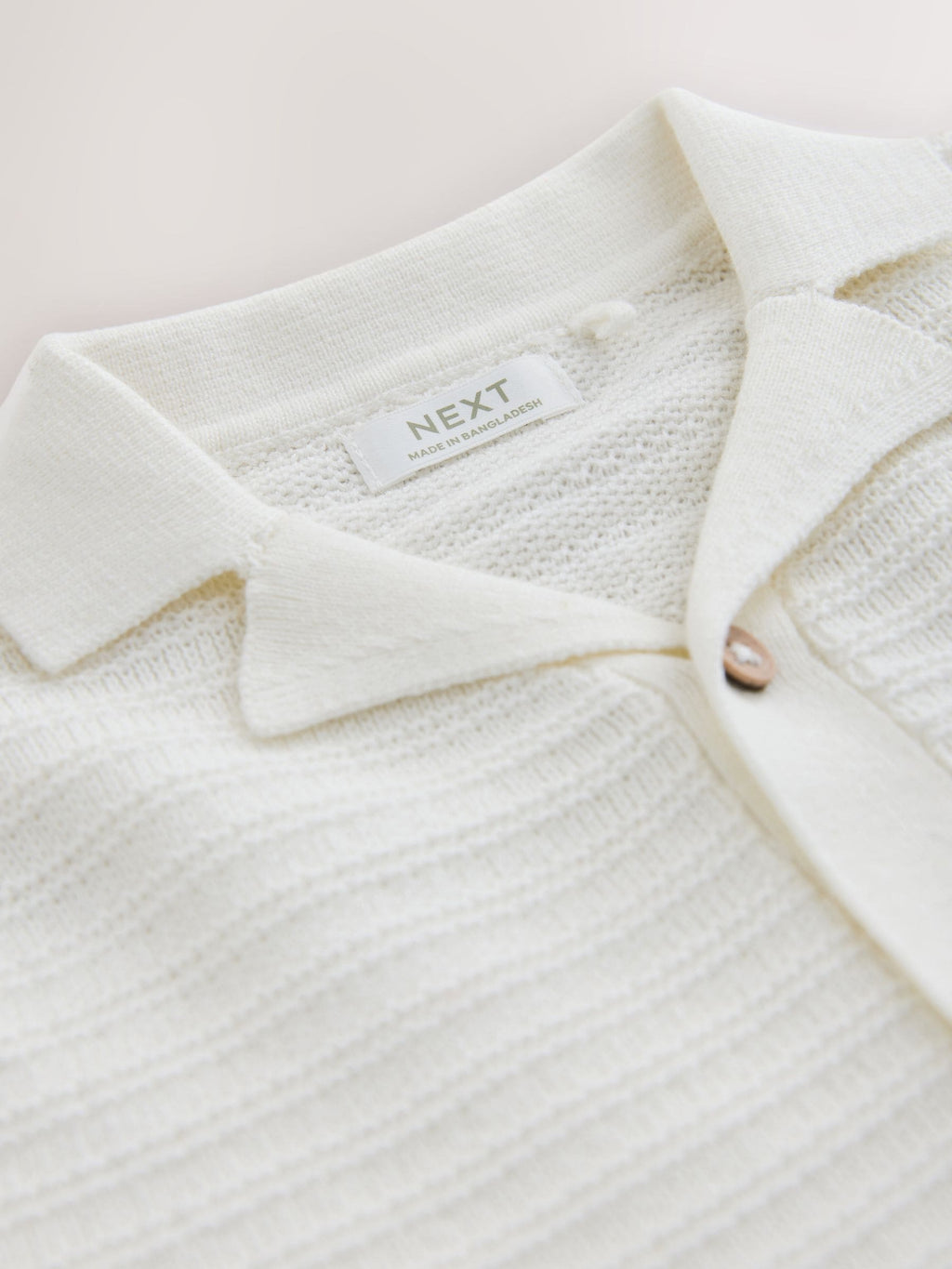 Ecru Revere Collar Short Sleeve Knitted Polo Shirt (3mths-7yrs)
