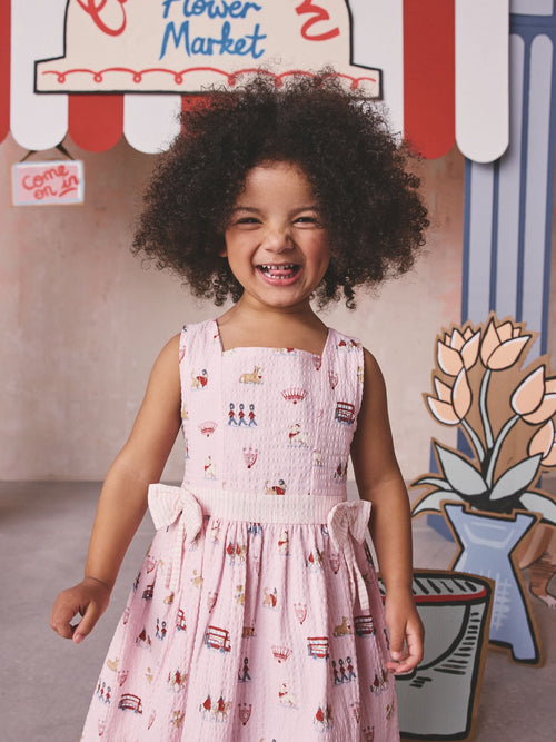 Cath Kidston Pink London Print Bow Front Prom Dress (3mths-8yrs)