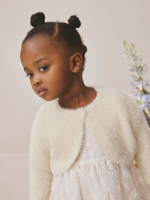 Champagne Occasion Bridesmaid Knitted Fluffy Cardigan Shrug (12mths-16yrs)