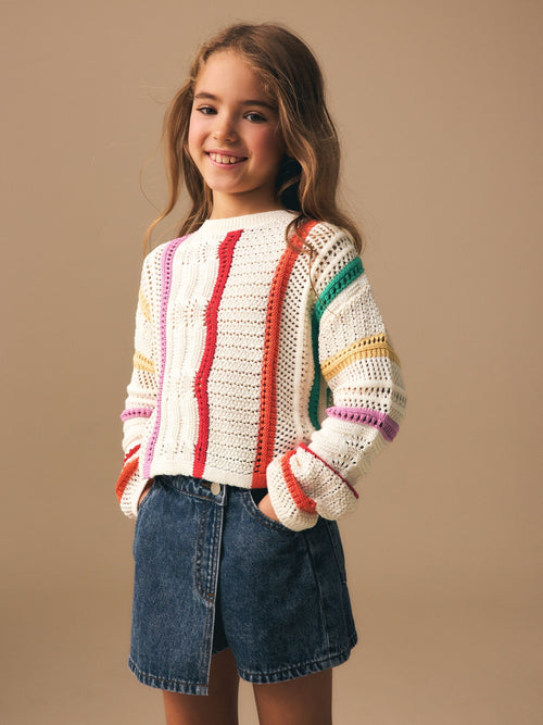 Rainbow Stripe Knitted Jumper (3-16yrs)