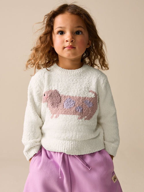 Ecru Sausage Dog Jumper (3mths-7yrs)