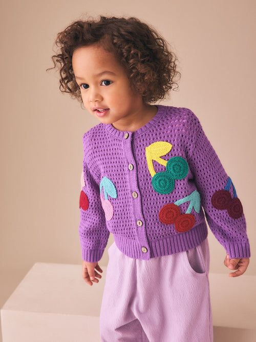 Purple Cherry Crochet Cardigan (3mths-7yrs)