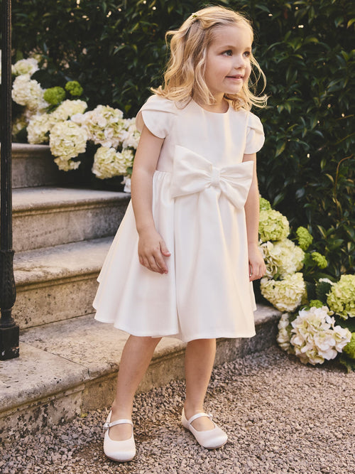 Ivory Flower Girls Bow Front Dress (3mths-10yrs)