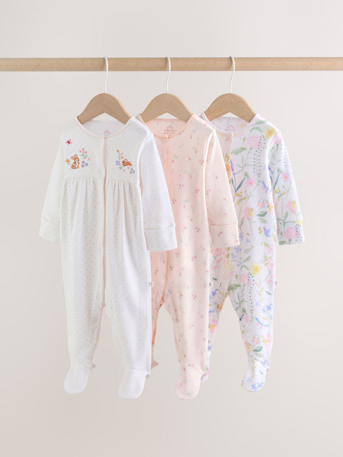 Pink Baby Bunny Sleepsuits 3 Pack (0-2yrs)