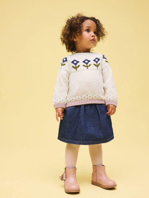 Ecru Flower Knitted Jumper (3mths-7yrs)