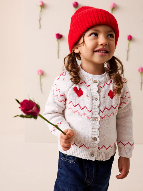 Ecru Heart Yoke Cardigan (3mths-7yrs)