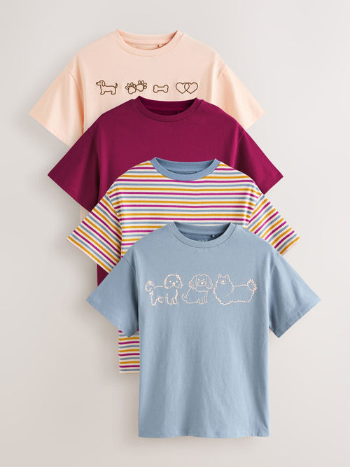 Dog Graphic Oversized Graphic T-Shirts 4 Pack (3-16yrs)