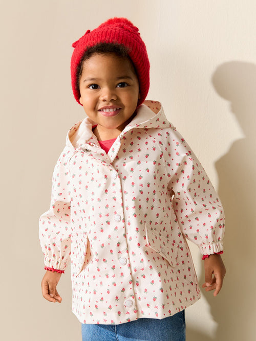 Ecru Floral Shower Resistant Printed Raincoat (9mths-7yrs)