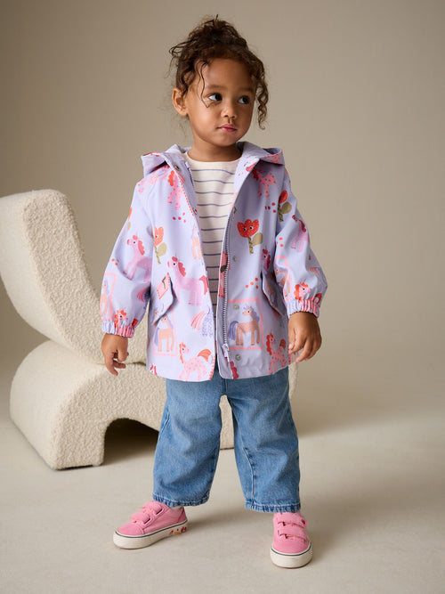 Purple Unicorn Shower Resistant Printed Raincoat (9mths-7yrs)
