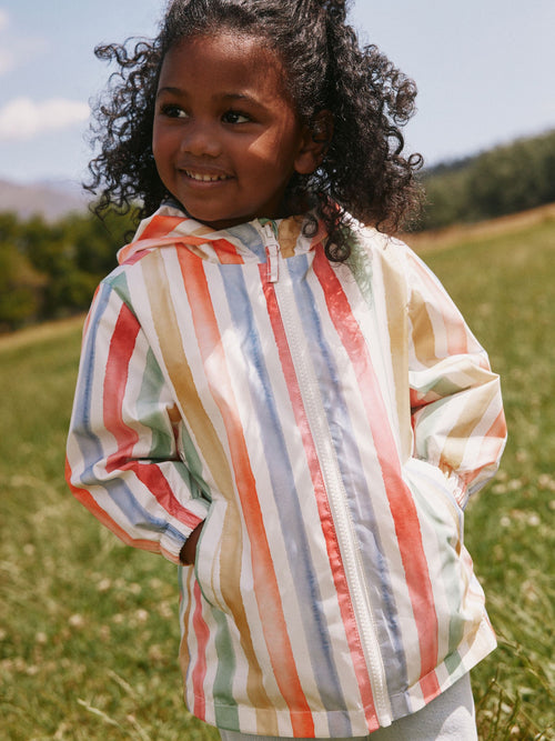 Multi Stripe Shower Resistant Printed Raincoat (3mths-7yrs)