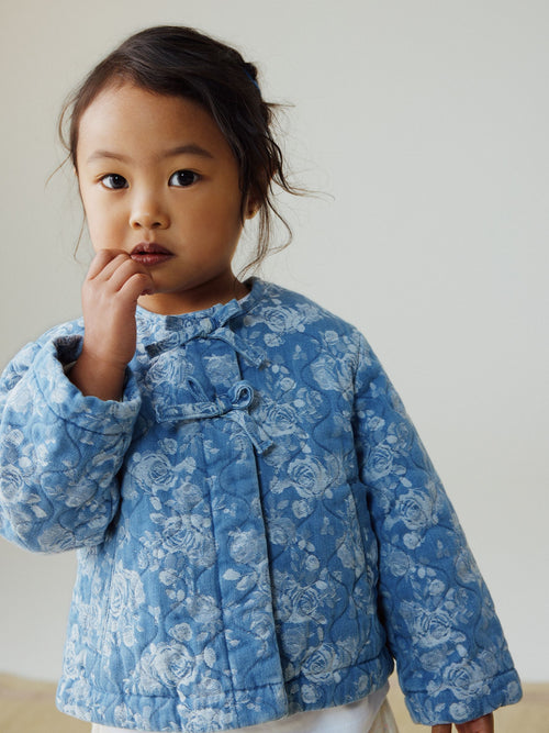 Blue Denim Jacquard Quilted Jacket (3mths-7yrs)