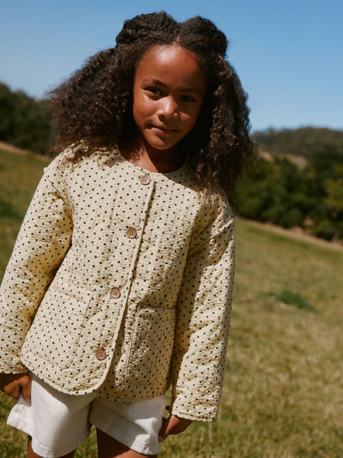 Yellow Polka Dot' Cotton Quilted Jacket (3-16yrs)