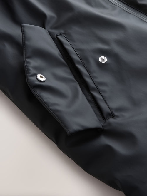Black Shower Resistant Rubber Wadded Coat (3-16yrs)