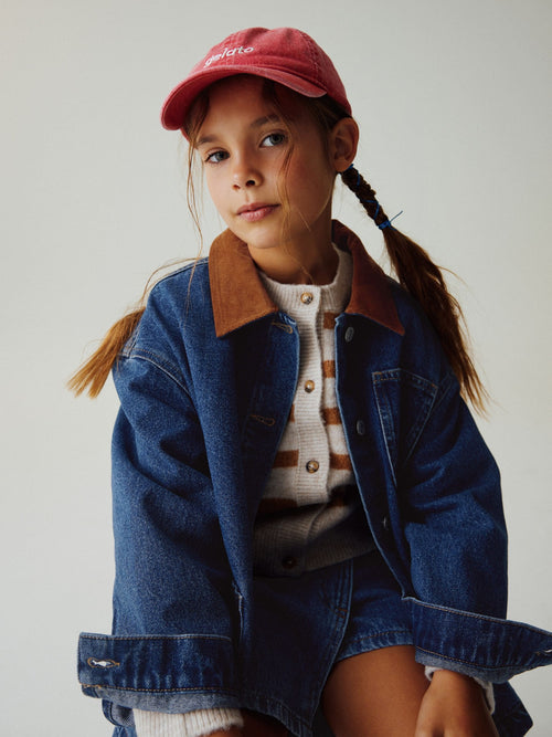 Denim Mid Blue Cord Collar Jacket (3-16yrs)