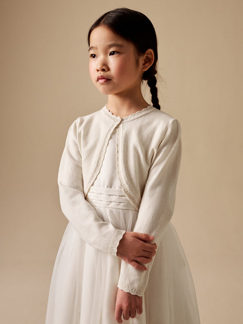 Ecru Occasion Bridesmaid Knitted Cardigan Shrug (3mths-16yrs)