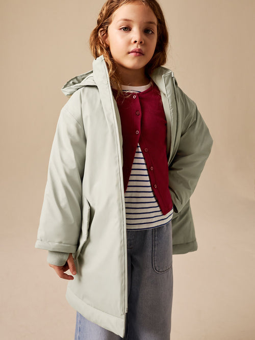 Green Shower Resistant Rubber Wadded Coat (3-16yrs)