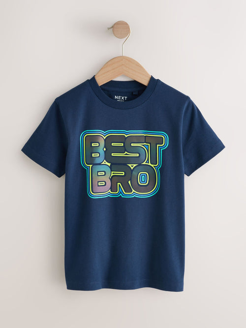 Navy Blue Best Bro Regular Fit Short Sleeve Graphic T-Shirt (3-16yrs)