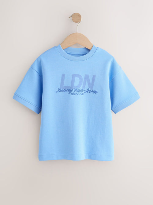 Light Blue Graphic Heavyweight Short Sleeve T-Shirt (3-16yrs)