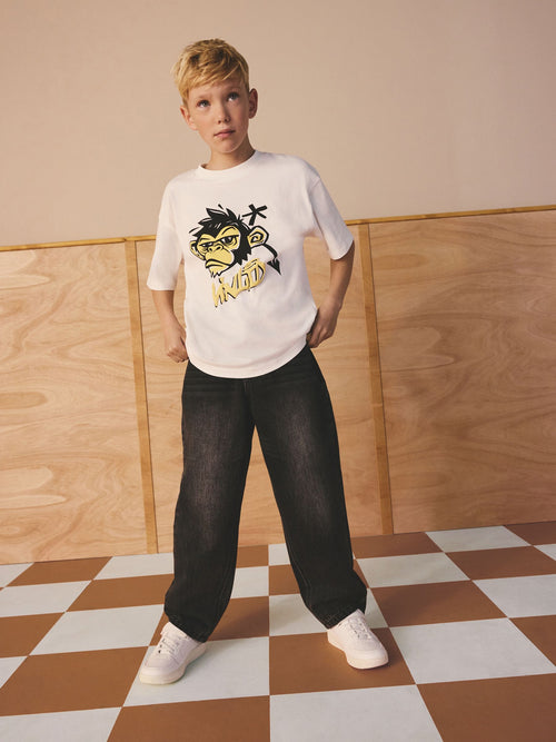 Ecru White Monkey Short Sleeve Graphic T-Shirt (3-16yrs)