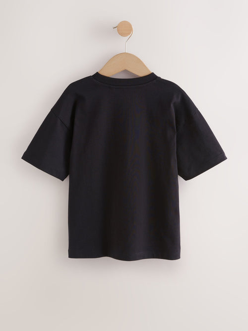 Black Headphones Relaxed Fit Short Sleeve Graphic T-Shirt (3-16yrs)